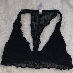 black lacy pink bralette